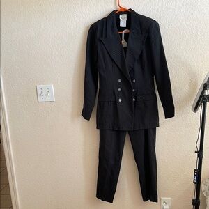 Black Tailored Suit with Structured Shoulders